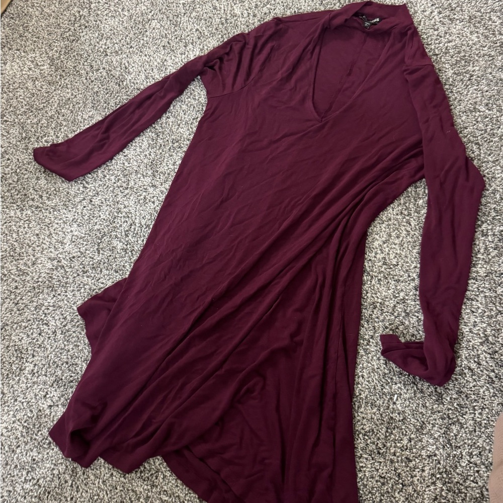 Express Deep Burgundy Long Sleeve Dress